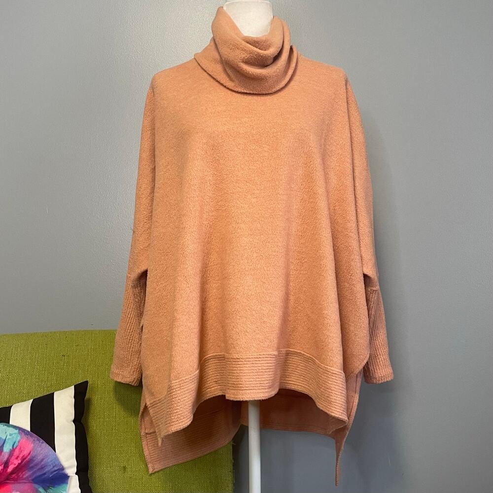 Cherish Orange Knit Oversized Pullover Turtleneck Sweater XS